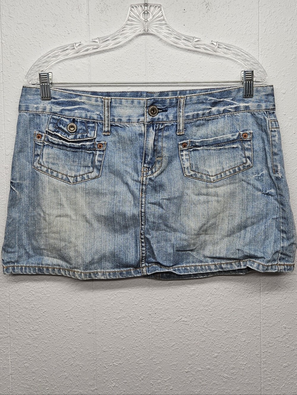 American Eagle Denim Jean Mini Skirt Womens 10 Casual Coquette Western Rave